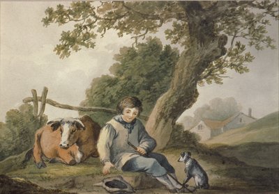 Landschap met Koe en Jongen door Thomas Barker of Bath